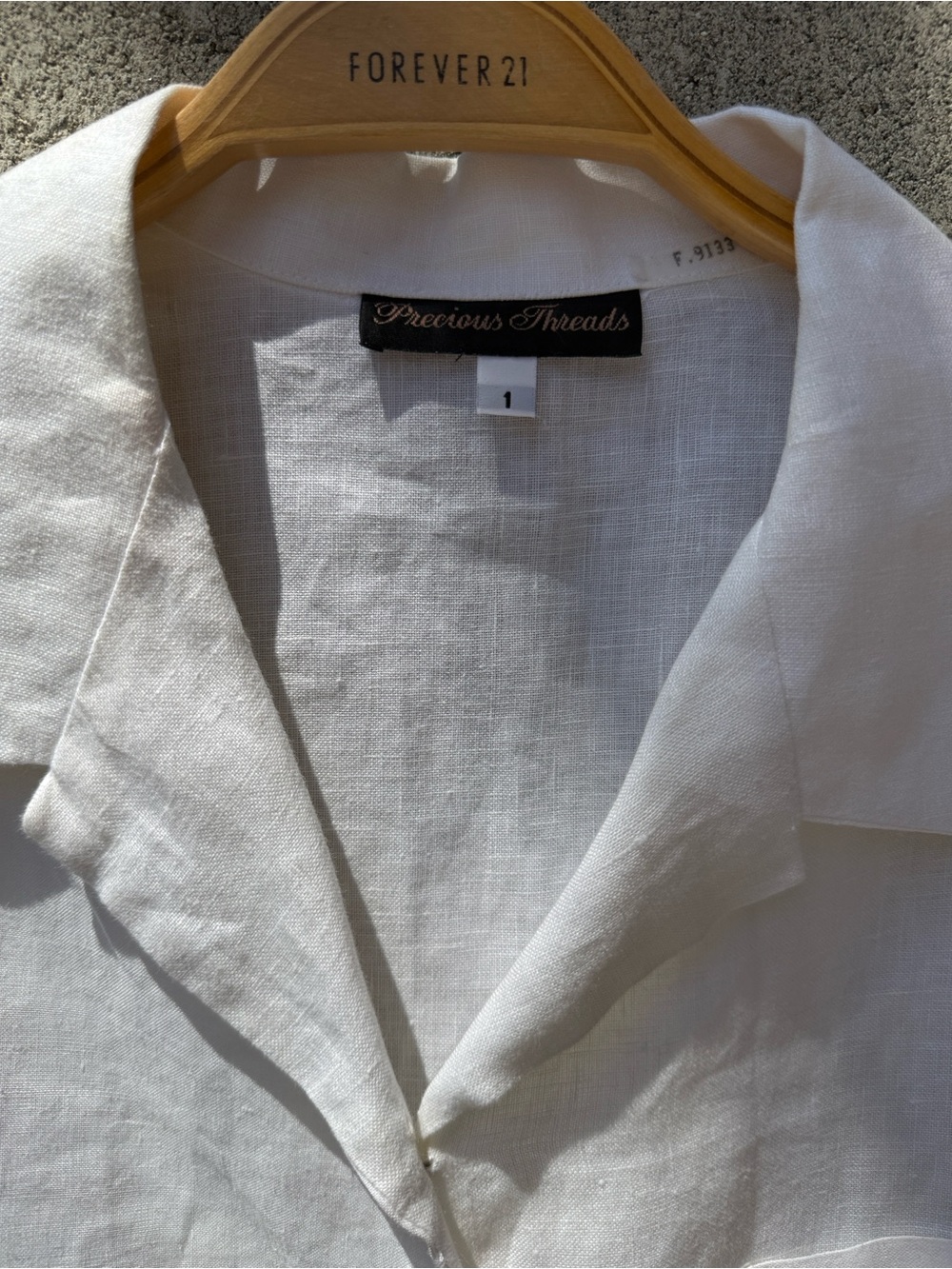 White Linen Short-Sleeve Button-Up Shirt with Sushi Prints - Picture 5 of 8